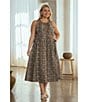 Skies Are Blue Plus Size Animal Printed Sleeveless Drop Waist Poplin Midi Dress, Color:Multi - Image 4