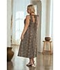 Skies Are Blue Plus Size Animal Printed Sleeveless Drop Waist Poplin Midi Dress, Color:Multi - Image 5