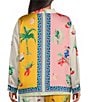 Skies Are Blue Plus Size Coordinating Border Print Long Sleeve Woven Blouse, Color:Ivory-Sun - Image 2