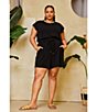 Skies Are Blue Plus Size Brushed Modal Shorts, Color:Black - Image 5