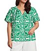 Skies Are Blue Plus Size Bubble Short Sleeve Blouse - Image 1