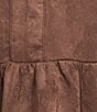 Skies Are Blue Plus Size Cap Sleeve Faux-Suede Tiered Mini Dress, Color:Chocolate - Image 3