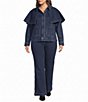 Skies Are Blue Plus Size Cape Collared Long Sleeve Coordinating Denim Jacket - Image 3