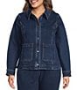 Skies Are Blue Plus Size Cape Collared Long Sleeve Coordinating Denim Jacket - Image 4
