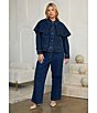 Skies Are Blue Plus Size Cape Collared Long Sleeve Coordinating Denim Jacket - Image 6