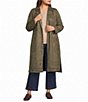 Skies Are Blue Plus Size Collared Long Sleeve Faux Suede Duster Jacket - Image 1