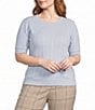 Skies Are Blue Plus Size Crew Neck Short Sleeve Cable Knit Sweater - Image 5