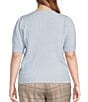 Skies Are Blue Plus Size Crew Neck Short Sleeve Cable Knit Sweater - Image 6
