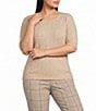 Skies Are Blue Plus Size Crew Neck Short Sleeve Cable Knit Sweater - Image 1