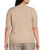 Skies Are Blue Plus Size Crew Neck Short Sleeve Cable Knit Sweater - Image 2