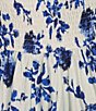 Skies Are Blue Plus Size Floral Ikat Balloon Sleeve Maxi Dress, Color:Bright Blue - Image 3