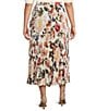 Skies Are Blue Plus Size Floral Printed Midi Skirt, Color:Ivory Multi - Image 2
