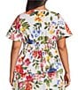 Skies Are Blue Plus Size Floral Printed V-Neck Short Sleeve Twist Front Coordinating Top - Image 2
