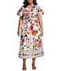 Skies Are Blue Plus Size Floral Printed V-Neck Short Sleeve Twist Front Coordinating Top - Image 3