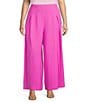 Color:Rose Violet - Image 1 - Plus Size Front Tucked Palazzo Wide Leg Pants