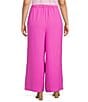 Color:Rose Violet - Image 2 - Plus Size Front Tucked Palazzo Wide Leg Pants