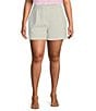 Color:Dove Grey - Image 1 - Plus Size High Waisted Flat Front Recycled Tailored Shorts