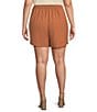 Color:Hazelnut - Image 2 - Plus Size High Waisted Flat Front Recycled Tailored Shorts