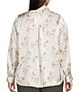 Skies Are Blue Plus Size Horse Print Point Collar Long Sleeve Blouse, Color:Ivory-Taupe - Image 2
