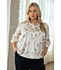 Skies Are Blue Plus Size Horse Print Point Collar Long Sleeve Blouse, Color:Ivory-Taupe - Image 5