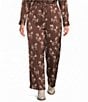 Skies Are Blue Plus Size Horse Print Wide Leg Satin Pants - Image 1