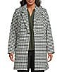 Skies Are Blue Plus Size Houndstooth Print Notch Lapel Neckline Long Sleeve Coat, Color:Green-Ivory - Image 1