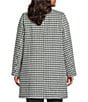 Skies Are Blue Plus Size Houndstooth Print Notch Lapel Neckline Long Sleeve Coat, Color:Green-Ivory - Image 3