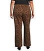 Skies Are Blue Plus Size Leopard Printed Twill Pants, Color:Brown - Image 2