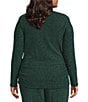 Skies Are Blue Plus Size Metallic Lurex Cowl Neck Long Sleeve Coordinating Top, Color:Hunter Green - Image 2