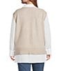 Skies Are Blue Plus Size Mixed Media Two-Fer Top, Color:Beige/Cream - Image 2