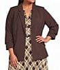 Skies Are Blue Plus Size Notch Lapel Shirred 3/4 Sleeve Open Front Coordinating Statement Blazer - Image 1