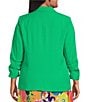 Skies Are Blue Plus Size Notch Lapel Shirred 3/4 Sleeve Open Front Coordinating Statement Blazer, Color:Fresh Green - Image 2