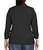 Skies Are Blue Plus Size Notch Lapel Shirred 3/4 Sleeve Open Front Coordinating Statement Blazer, Color:Black - Image 2