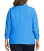 Skies Are Blue Plus Size Notch Lapel Shirred 3/4 Sleeve Open Front Coordinating Statement Blazer - Image 2
