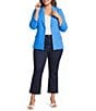 Skies Are Blue Plus Size Notch Lapel Shirred 3/4 Sleeve Open Front Coordinating Statement Blazer - Image 3
