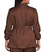 Skies Are Blue Plus Size Pinstripe Printed Double Breast Notch Lapel Collared Long Sleeve Coordinating Blazer - Image 2