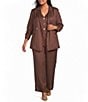 Skies Are Blue Plus Size Pinstripe Printed Double Breast Notch Lapel Collared Long Sleeve Coordinating Blazer - Image 3