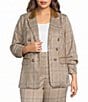 Skies Are Blue Plus Size Plaid Collared Long Sleeve Coordinating Blazer - Image 1
