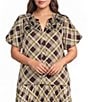 Skies Are Blue Plus Size Plaid Printed V-Neck Short Sleeve Coordinating Top - Image 6