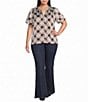 Skies Are Blue Plus Size Plaid Printed V-Neck Short Sleeve Coordinating Top - Image 3