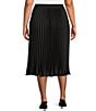 Skies Are Blue Plus Size Pleated Midi Skirt, Color:Black - Image 2