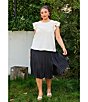 Skies Are Blue Plus Size Pleated Midi Skirt, Color:Black - Image 5
