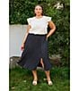 Skies Are Blue Plus Size Pleated Midi Skirt, Color:Black - Image 6