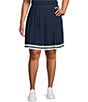 Skies Are Blue Plus Size Pleated Tennis Skirt, Color:Navy-Off White - Image 1