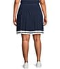 Skies Are Blue Plus Size Pleated Tennis Skirt, Color:Navy-Off White - Image 2