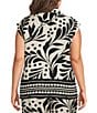 Skies Are Blue Plus Size Printed Collared V-Neck Sleeveless Coordinating Button Front Top - Image 2