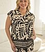 Skies Are Blue Plus Size Printed Collared V-Neck Sleeveless Coordinating Button Front Top - Image 5