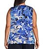 Skies Are Blue Plus Size Printed Sleeveless Woven Top, Color:Blue Multi - Image 2