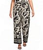 Skies Are Blue Plus Size Printed Wide Leg Pull On Coordinating Pant - Image 1