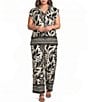 Skies Are Blue Plus Size Printed Wide Leg Pull On Coordinating Pant - Image 3